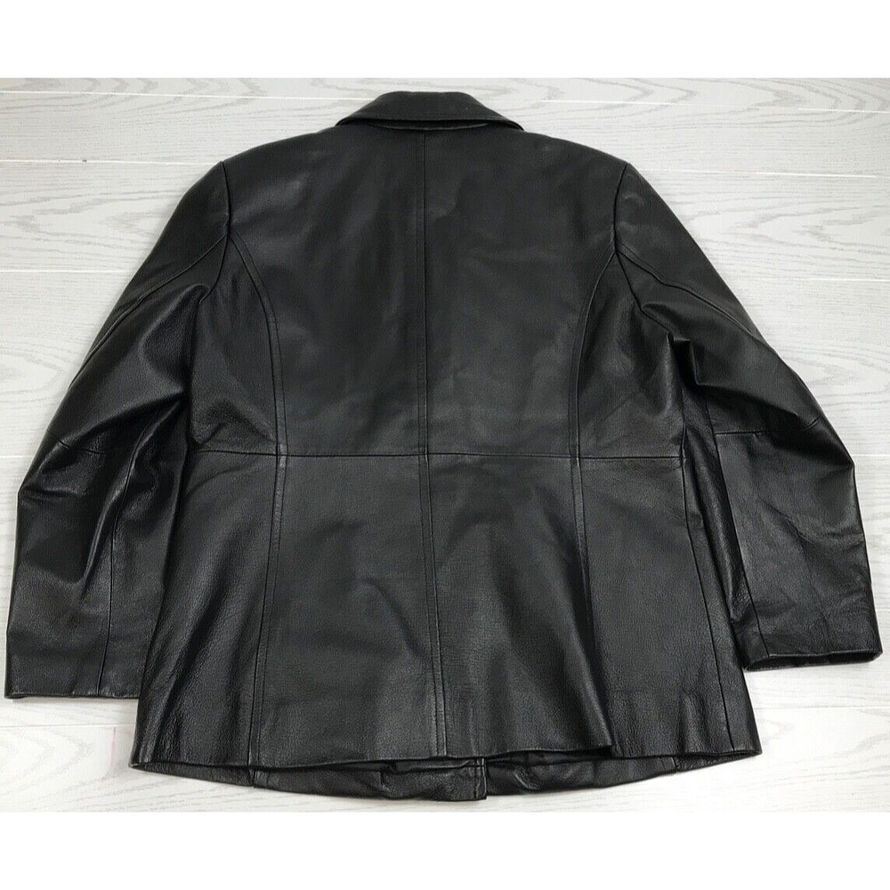 Vintage Worthington Leather Jacket Womens XL Black Button Up Collar Pockets Y2K